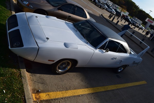 white 1970 Plymouth Superbird, front driver side view
