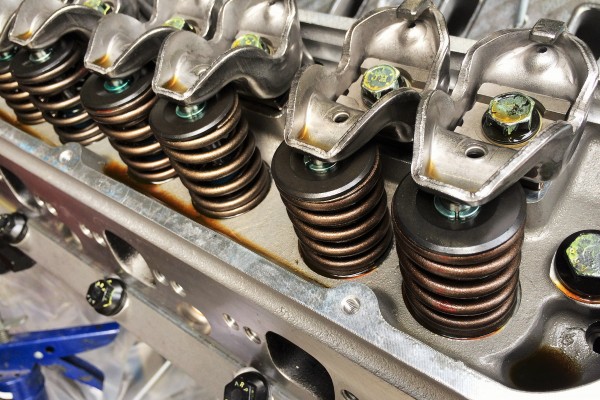stamped steel rockers in a cylinder head