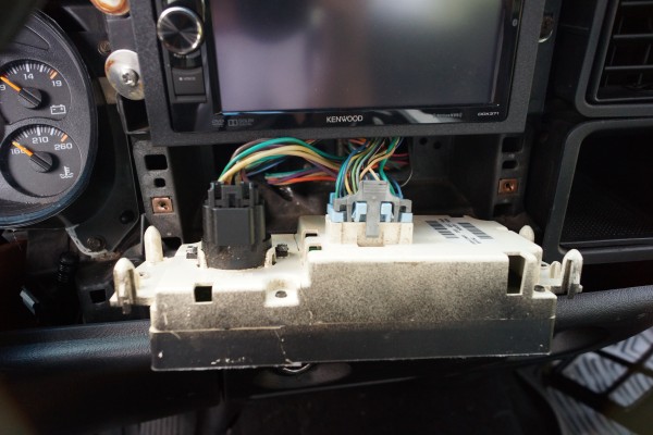rear view of silverado HVAC Control panel removed