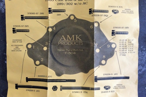 water pump bolt kit instructions
