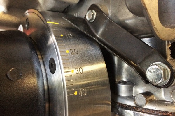 timing marks on an engine balancer