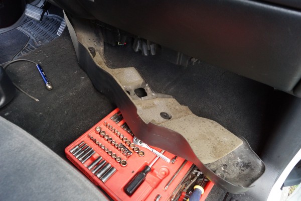 removing lower valence under a chevy Silverado dash