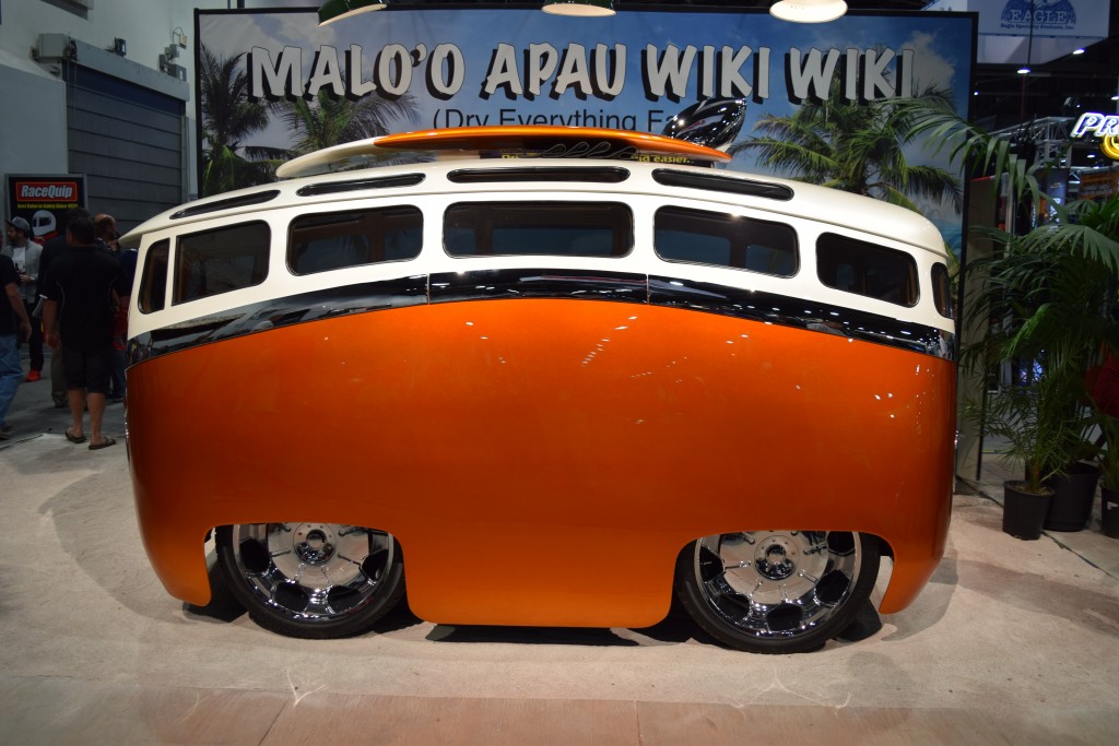 custom stretched modified vw samba hippie bus at sema
