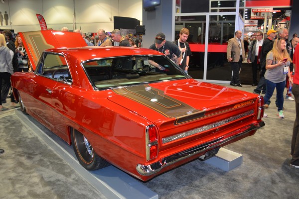 rear quarter view of a Pontiac Acadian show car at SEMA 2015