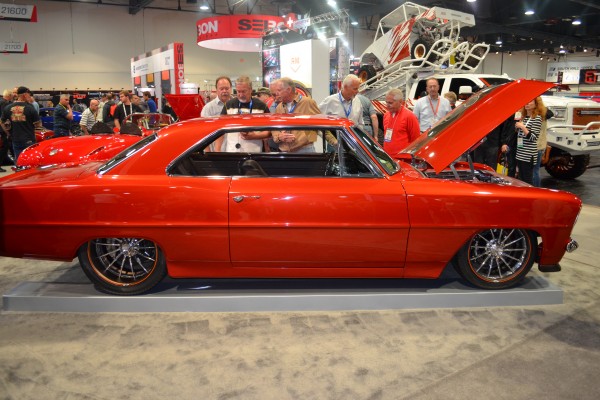 side view of a Pontiac Acadian show car at SEMA 2015