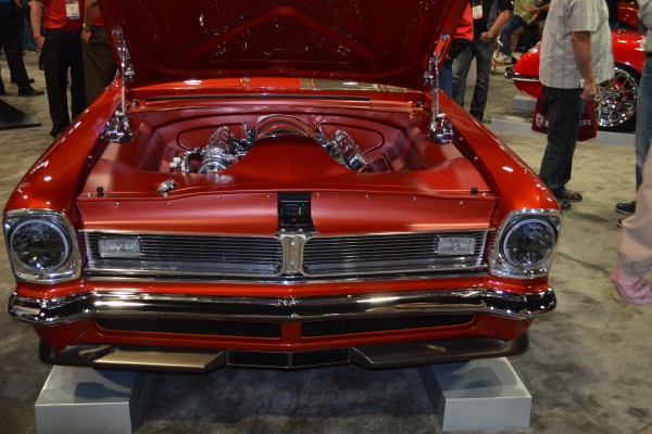 Front end of a custom Pontiac Acadian show car at SEMA 2015