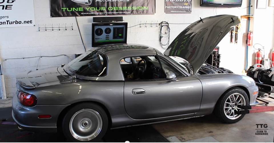 ls swapped miata on engine dyno