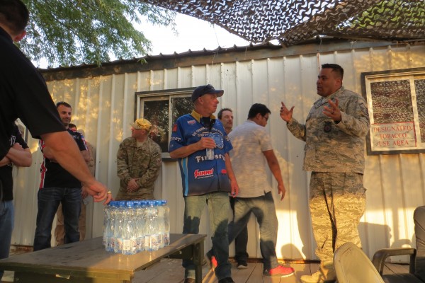 NHRA drivers greet troops at remote military base