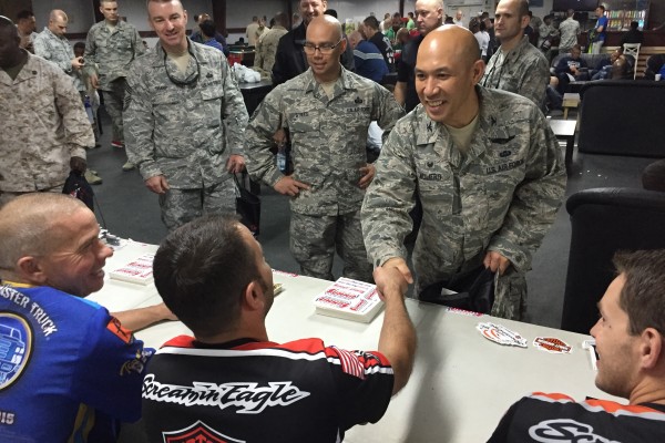 NHRA drivers greet troops at remote military base
