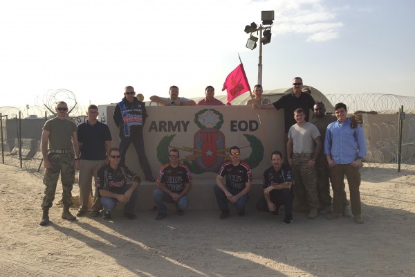 army eod military troops with nhra drivers