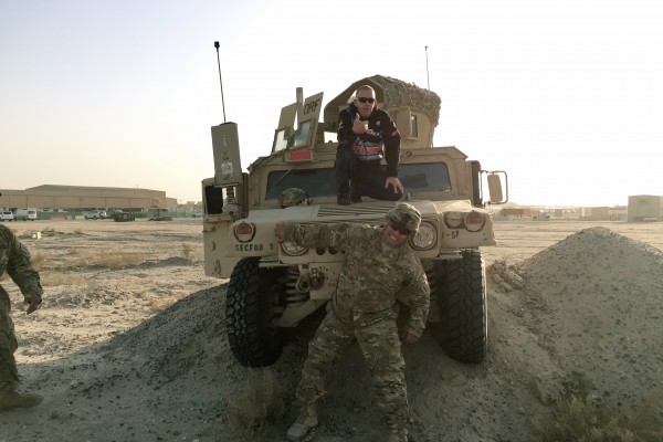 military humvee with troops and dan runte