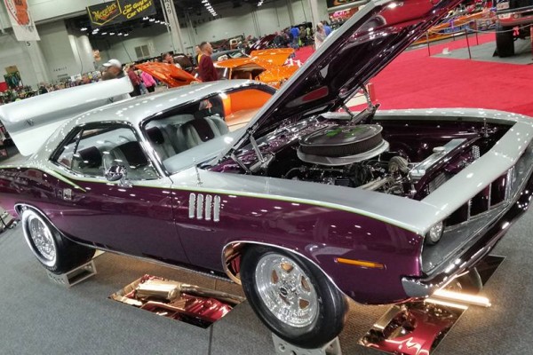 plymouth barracuda custom show car on display