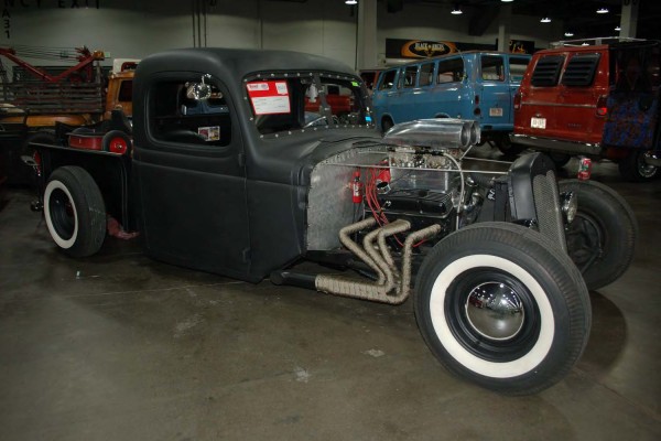 hotrod pickup truck with chevy v8 engine