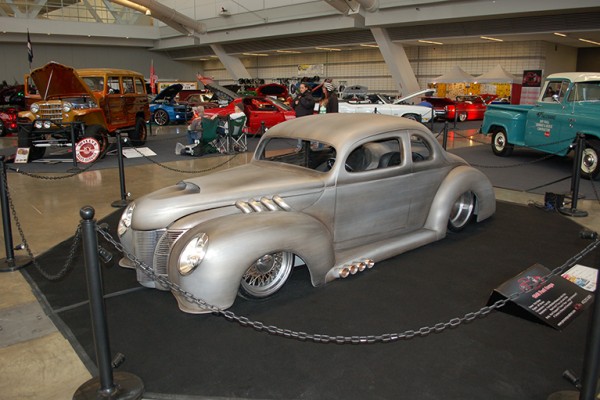 silver custom hotrod coupe