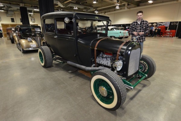 ford tudor hot rod with flathead v8 engine