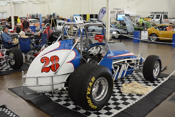 vintage midget sprint race car at indoor car show