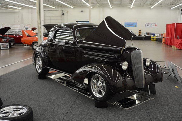 vintage hot rod at indoor car show