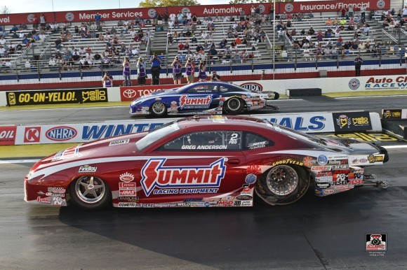 two summit racing camaros on nhra starting line