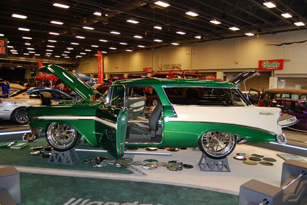 green 1955 chevy bel air nomad wagon hot rod
