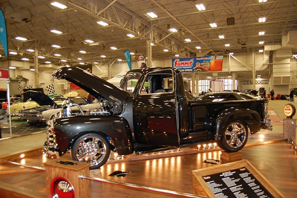 vintage truck at indoor car show