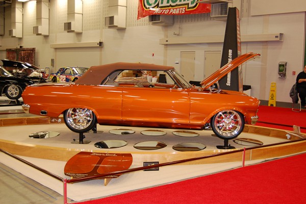 convertible chevy nova custom at indoor car show