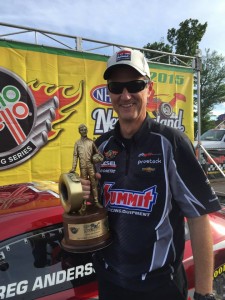 Rob Downing celebrates another Team Summit win at a race in 2015.