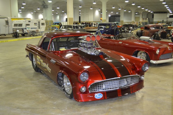 ford thunderbird pro mod at indoor car show