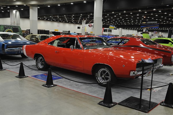 orange 1968 dodge charger muscle car