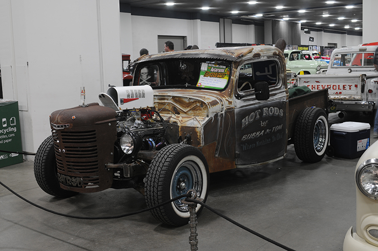 rat rod truck at car show