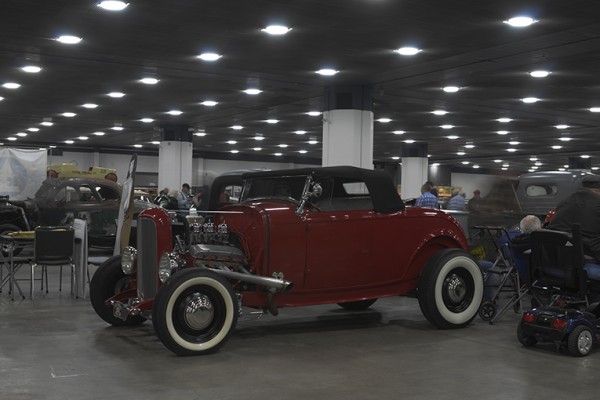 ford roadster highboy hotrod at indoor car show