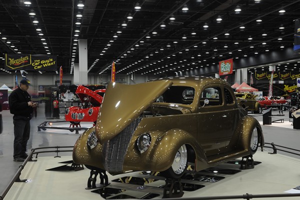 custom hotrod show car at indoor car show