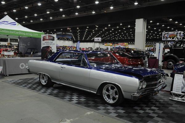 customized muscle car at indoor car show