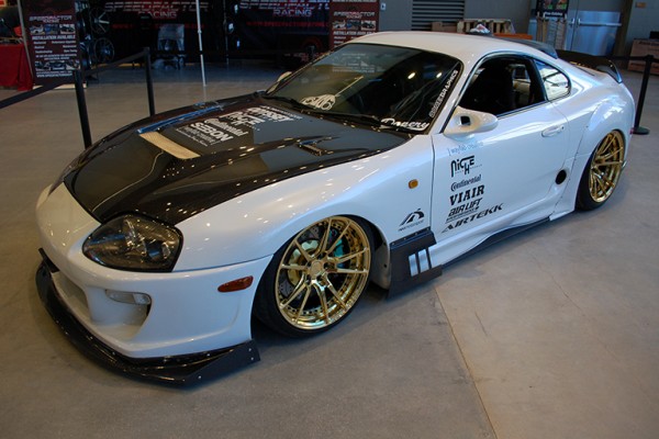 toyota supra tuner car at indoor car show