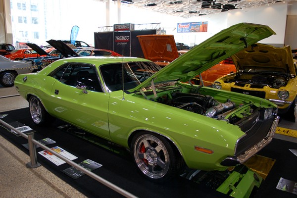 mopar e body challenger at indoor car show