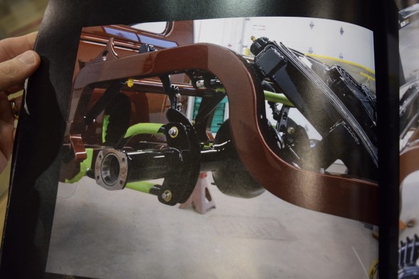 a custom painted chassis of a hot rod