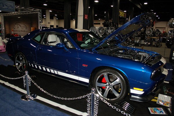 late model challenger at car show