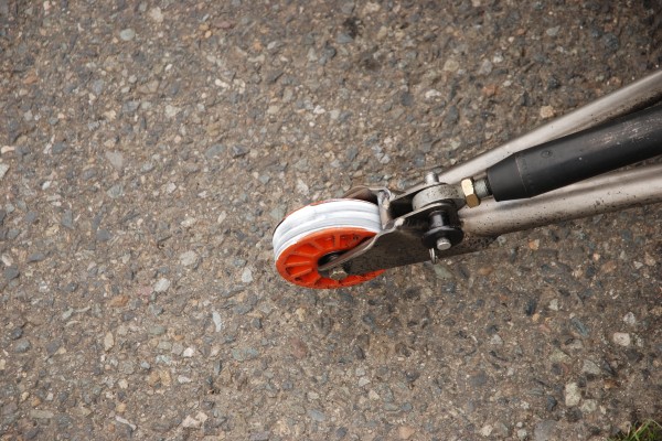 close up of wheels on a traction bar