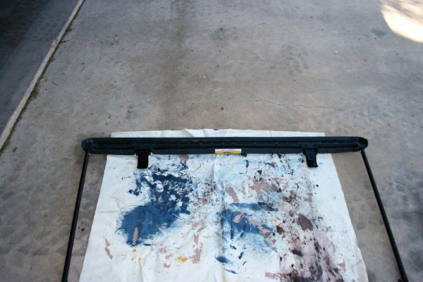 frame for a jeep wrangler soft top on shop floor
