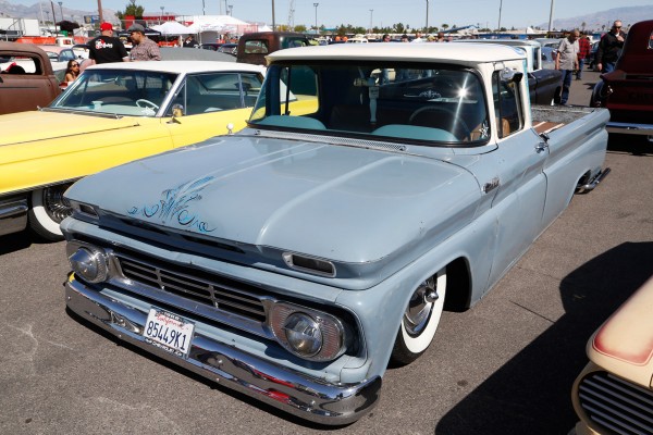vintage customized truck at a car show