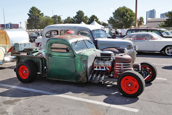 rat rod truck at a car show