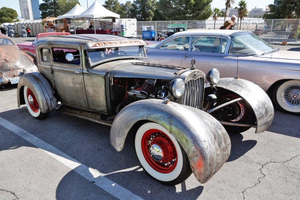 classic hot rod at a car show