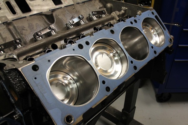 cylinder deck with gasket on a ford 498 cubic inch 427 engine