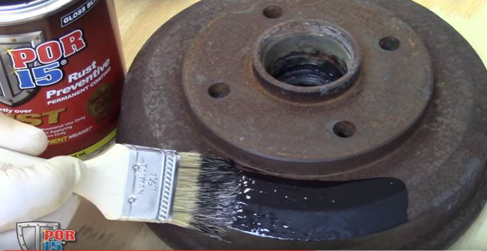 coating brake drum with rust preventative POR-15