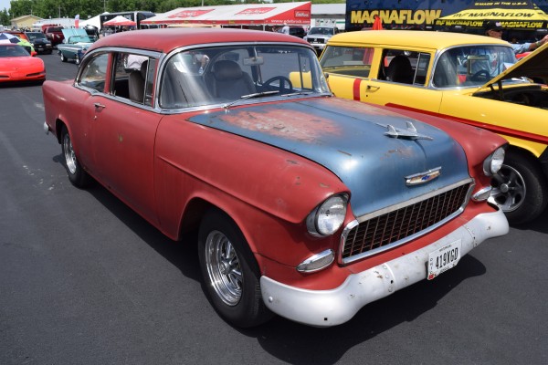 1955 chevy hot rod 2 door post coupe