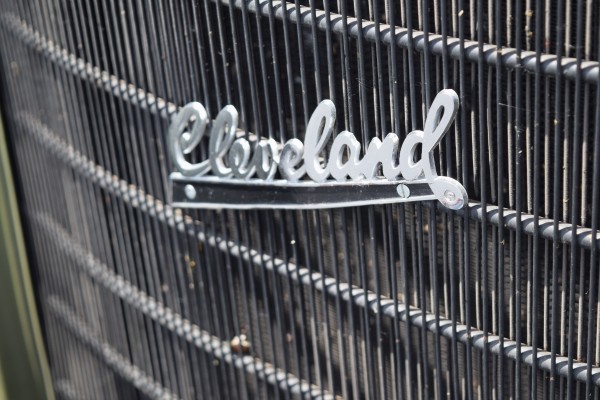 Cleveland badge on an old hotrod grille