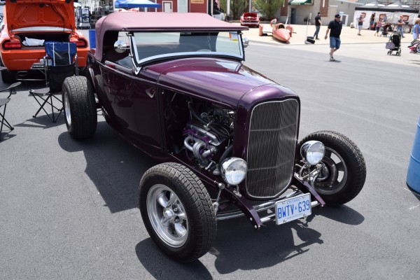 vintage ford hotrod coupe with chevy v8