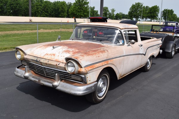 original ford ranchero ute with rusty patina