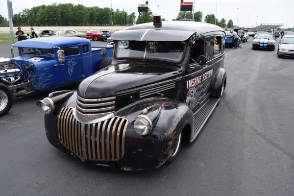 customized chevy panel wagon hot rod