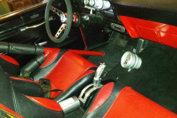 interior of a chevy nova drag car