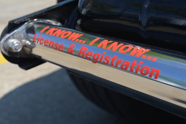 funny sticker on a 1932 ford highboy roadster hotrod